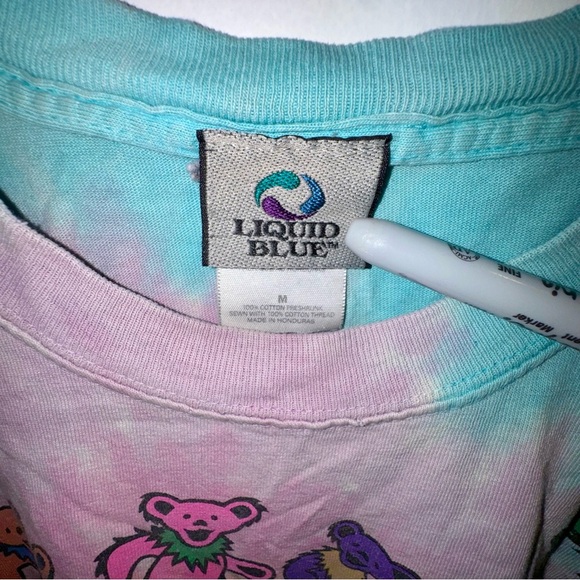 Vintage Y2K Liquid Blue Grateful Dead Shirt with Dancing Marching Bears 🌈 - Picture 2 of 9